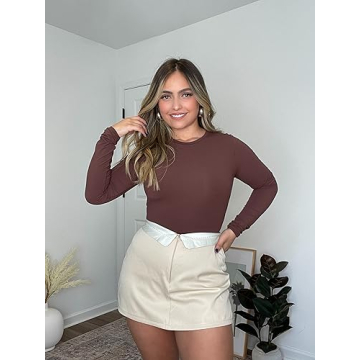 SHAPERX Women's Soft Crew Neck Bodysuit for All Occasions