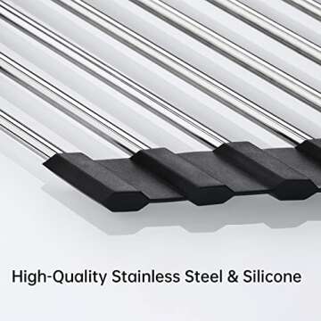 Tomorotec Foldable Stainless Steel Triangle Roll-Up Dish Drying Rack for Small Sink Corners - Over-T...