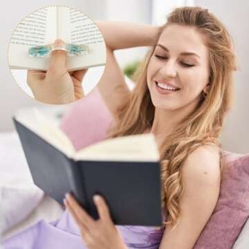 Ouligay 2Pcs Thumb Book Page Holder, Dried Flower Resin Book Holders for Reading, Book Finger Holder...