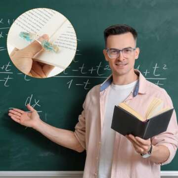 Ouligay 2Pcs Thumb Book Page Holder, Dried Flower Resin Book Holders for Reading, Book Finger Holder, Transparent Floral Book Opener Holder Bookmark, Reading Book Accessories Gifts for Book Lovers