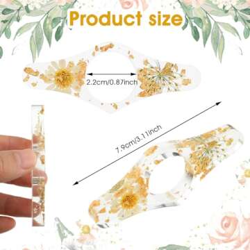 Ouligay 2Pcs Thumb Book Page Holder, Dried Flower Resin Book Holders for Reading, Book Finger Holder, Transparent Floral Book Opener Holder Bookmark, Reading Book Accessories Gifts for Book Lovers