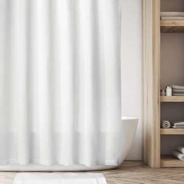 mDesign Cotton Waffle Knit Shower Curtain - Hotel Style Shower Curtain - Luxury Spa Quality Waffle Weave Fabric Cotton Shower Curtains for Bathroom - Bath and Shower Curtains - 72" x 96" - White