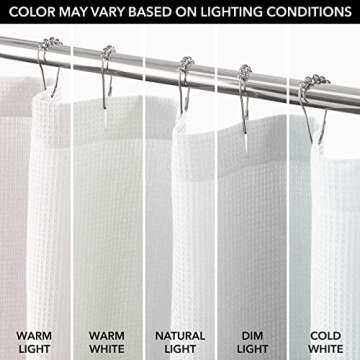 mDesign Cotton Waffle Knit Shower Curtain - Hotel Style Shower Curtain - Luxury Spa Quality Waffle Weave Fabric Cotton Shower Curtains for Bathroom - Bath and Shower Curtains - 72" x 96" - White