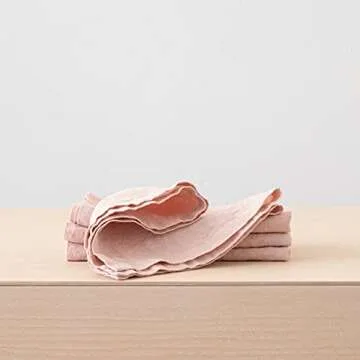 Elegant LinenMe Stone Washed Napkin Set of 4 - Rosa Color