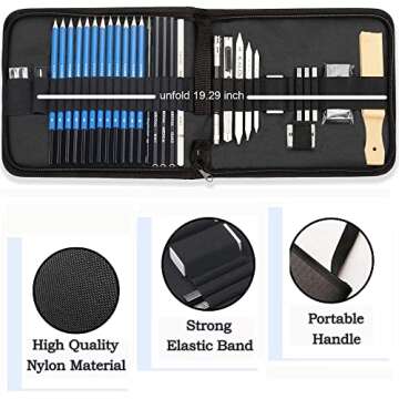 KALOUR Pro Drawing Kit 33 Pieces for Artists and Beginners