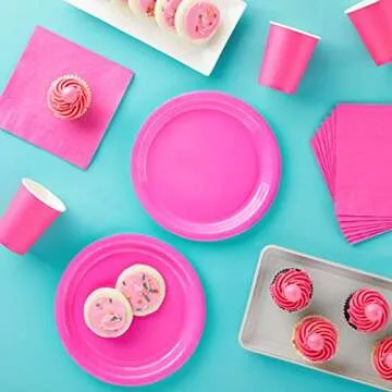 Juvale 72 Pieces Hot Pink Party Supplies - Plates, Cups & Napkins for 24 Guests