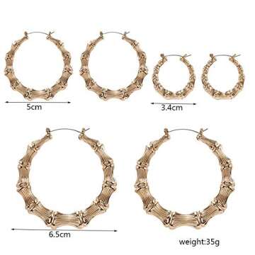 Weicam Women Simple Hip Hop Punk Bamboo Earrings Stud Earrings 3 set Jewellery