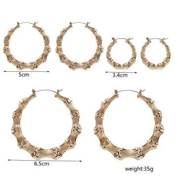 Weicam Women Simple Hip Hop Punk Bamboo Earrings Stud Earrings 3 set Jewellery