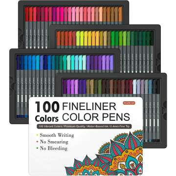 Shuttle Art 100 Colors Fineliner Pen Set 0.4mm