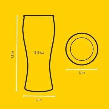 JoyJolt Callen 15.5oz Beer Glasses Set of 4 Beer Pint Glass. Craft Beer Glass, Pilsner Glasses, IPA Beer Glass. Solid Glassware Beer Cup. Classic Beer Gifts, Beer Cups, Mugs and Beer Glasses for Men