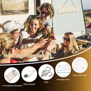 ATOLS Cheers Neon Sign for Home Bar, Battery or USB Powered Cheers Led Sign for Wall Decor, Neon Bar...