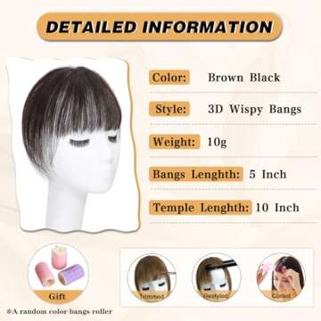 NAYOO 360° Clip-in Wispy Bangs - Stylish Human Hair Toppers for Women
