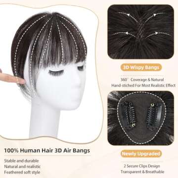 NAYOO Clip-in Wispy Bangs - 100% Human Hair Toppers