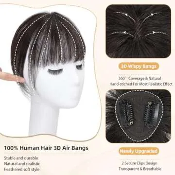 NAYOO Clip-in Wispy Bangs - 100% Human Hair Toppers