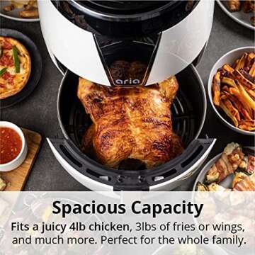 Aria Teflon-Free 5 Qt. Ceramic Air Fryer with Recipe Book, White