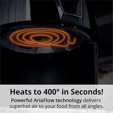 Aria Teflon-Free 5 Qt. Ceramic Air Fryer with Recipe Book, White