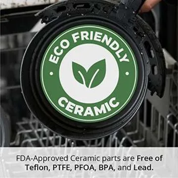 Aria Teflon-Free 5 Qt. Ceramic Air Fryer with Recipe Book, White