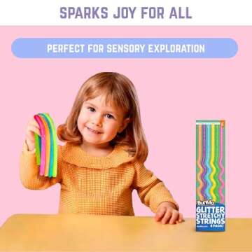 BUNMO Stretchy Strings - Sensory Toys for Toddlers - Stimulating & Addictive Sensory Toys for Kids - Fidget Toy - Hours of Fun for Kids - Non-Mouthable Toy 3+ - Glitter 6 Pack