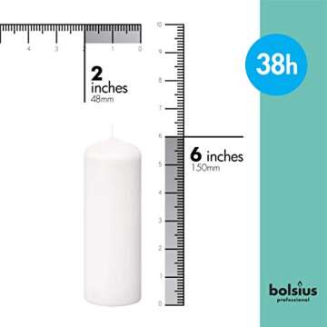 Bolsius White Pillar Candles – 2x6 Unscented Candle Set of 20 – Dripless, Smokeless, and Clean B...