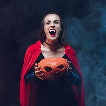 Gejoy 8 Pairs Vampire Teeth Fangs Dentures Halloween Cosplay Props with Teeth Pellets Adhesive for Halloween Costume Party Favors (13 mm, 15 mm, 17 mm, 19 mm)