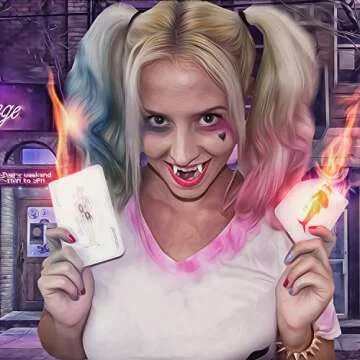 Gejoy 8 Pairs Vampire Teeth Fangs Dentures Halloween Cosplay Props with Teeth Pellets Adhesive for Halloween Costume Party Favors (13 mm, 15 mm, 17 mm, 19 mm)