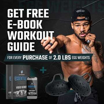 Egg Weights Cardio 2.0 lbs. (2 Eggs, 1.0 lb Each) Set Ultra-Dense Metal Alloy Hand Weights with Anti-Slip Finger Loop for Yoga, Fitness Training for Men and Women - + Free E-Book Workout Guide