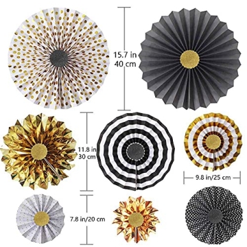 Hola Fiesta Gold Black Paper Fans for Party Celebrations