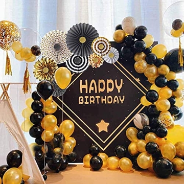 Hola Fiesta Gold Black Paper Fans for Party Celebrations