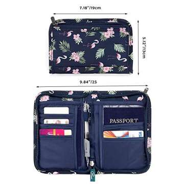 Passport Wallet Holder for Men&Women,RFID Blocking Travel Waterproof Credit Card&Ticket Organizer Multifunctional Family Zipper Money/Cash Case Boarding Passes Storage (Flamingo)