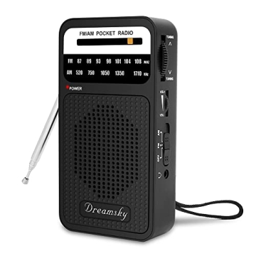 DreamSky Pocket Radios, Battery Operated AM FM Radio with Loud Speaker, Great Reception, Earphone Ja...