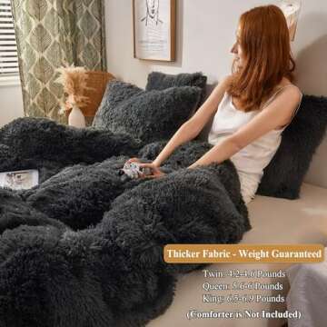 XeGe Plush Shaggy Duvet Cover Luxury Ultra Soft Crystal Velvet Bedding 1PC(1 Faux Fur Duvet Cover),Zipper Closure (Queen, Dark Gray)
