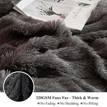 XeGe Plush Shaggy Duvet Cover Luxury Ultra Soft Crystal Velvet Bedding 1PC(1 Faux Fur Duvet Cover),Zipper Closure (Queen, Dark Gray)