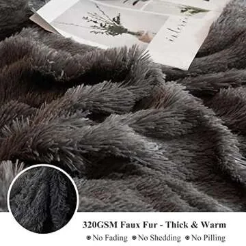 XeGe Plush Shaggy Duvet Cover Luxury Ultra Soft Crystal Velvet Bedding 1PC(1 Faux Fur Duvet Cover),Zipper Closure (Queen, Dark Gray)