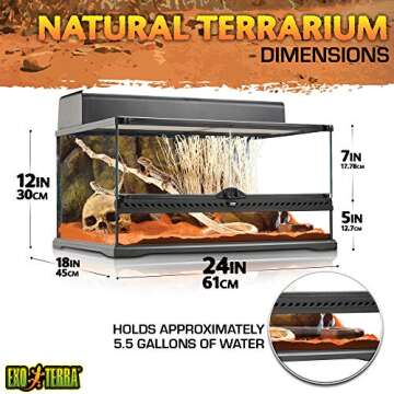 Exo Terra Glass Natural Terrarium Kit - Perfect for Reptiles and Amphibians, Short Wide Design for O...