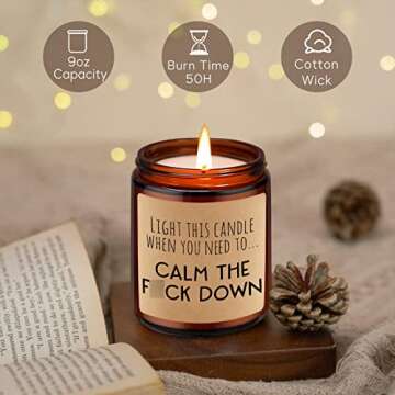 Miracu Calming Candles, Stress Relief Gifts for Women - Funny Aromatherapy Candles for Women, Anxiety Relief for People, Friend, Coworker - Valentines, Calm Down, Birthday, Relaxing Gifts for Men