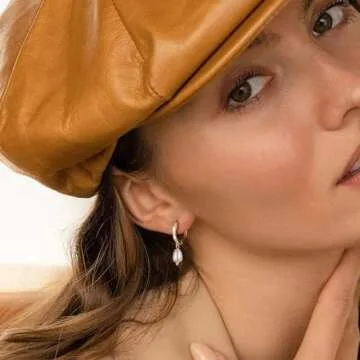 Pearl Hoop Earrings for Women - Gold Hoop Earrings Pearl Earrings for Women Trendy Jewelry Gifts 14k Gold Earrings with Pearl Dangle Earrings with Zircon