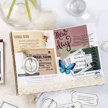 120 PCS Vintage Scrapbook Paper Label for Junk Journal Supplies,Decorative Die-cut Frame Assorted Scrapbooking Papers for Collage,Writing Drawing,DIY Crafts Arts,Bullet Journals,Planners