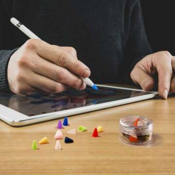 LINGXIU 16 Colors Silicone Nibs Tips Cover Compatible with Apple Pencil 1st and 2nd Generation, Silicone Nibs Caps Slim Lightweight Thin Protective Case Noiseless Drawing Fit iPad Pencil (32 Pack)