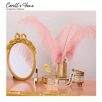 Caroll's Home Vintage Oval Gold Wall Mirror, Elegant Antique Baroque European Wall-Mounted Mirror, D...