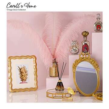 Caroll's Home Vintage Oval Gold Wall Mirror, Elegant Antique Baroque European Wall-Mounted Mirror, Decorative Artistic Luxury Home Décor for Hallway, Living Room, Bedroom (Oval Gold)