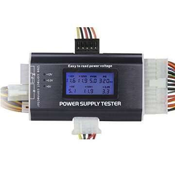 Optimal Shop 20+4 Pin LCD Computer Power Supply Tester for SATA IDE HDD ATX ITX BYI Connectors-Black