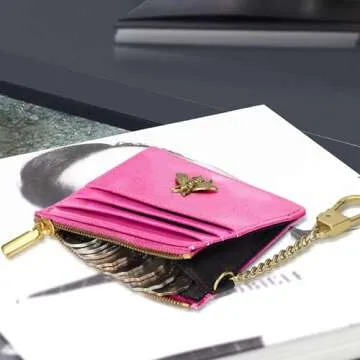 Stylish RFID Card Holder Keychain Wallet for Women