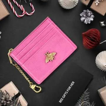 Stylish RFID Card Holder Keychain Wallet for Women