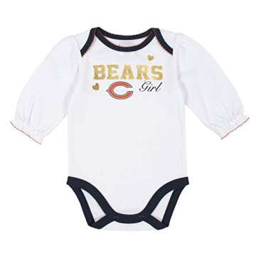 GERBER NFL Chicago Bears 2 Pack Long Sleeve Bodysuit, Pink/White Chicago Bears, 0-3 Months