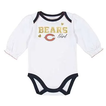 GERBER NFL Chicago Bears 2 Pack Long Sleeve Bodysuit, Pink/White Chicago Bears, 0-3 Months