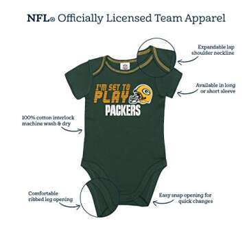 GERBER NFL Chicago Bears 2 Pack Long Sleeve Bodysuit, Pink/White Chicago Bears, 0-3 Months