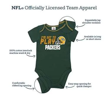 GERBER NFL Chicago Bears 2 Pack Long Sleeve Bodysuit, Pink/White Chicago Bears, 0-3 Months