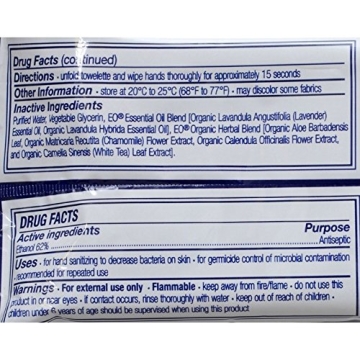 EO Lavender Hand Wipes for Travel Hygiene - Pack of 6