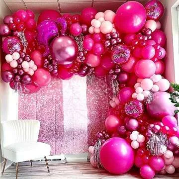 COKAOBE Pink Balloons Garlands Arch Kit, 124pcs Hot Pink Pastel Pink Metallic Magenta Latex Balloons for Wedding Engagement Princess Theme Birthday Bridal Shower Baby Shower Party Decorations