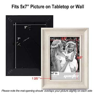 Yaetm 5x7 Picture Frame Set of 4, 1.4” Wide Molding & Rustic White Photo Frames with HD Tempered Glass, Display on Table Top & Wall Mounting (4 pack, White)